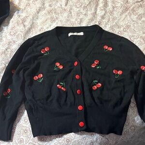 Black Cherry Embroidered Women's Sweater
